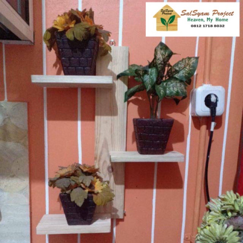 Rak Dinding bunga susun 3 / tempat bunga / hiasan dinding rak bunga gantung murah Unik