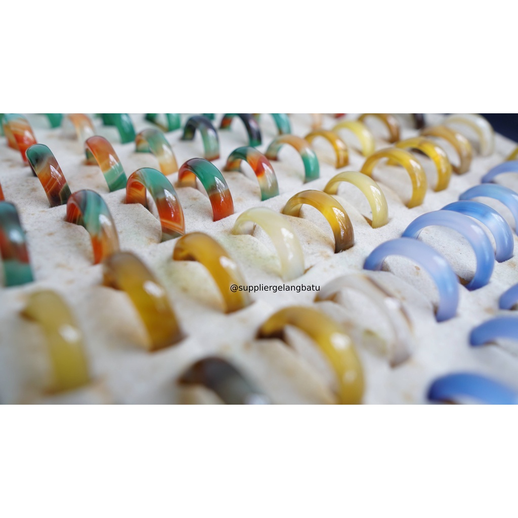 cincin terapi kesehatan giok carnelian kuning korea Pria Wanita import