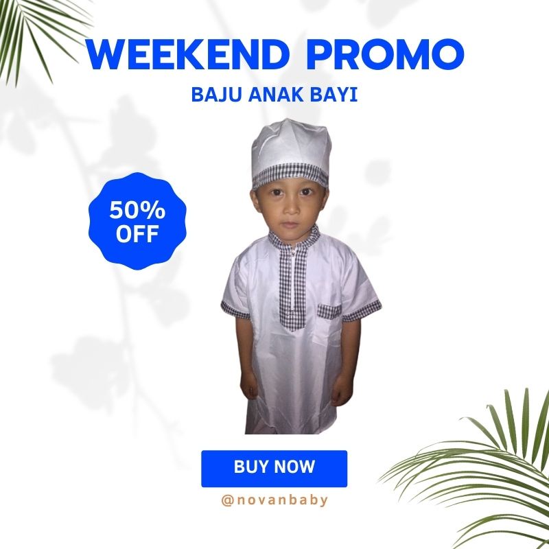 Setelan Baju Bayi Laki-Laki Baju Muslim Gamis Koko Jubah Bayi List Kotak Kecil Usia 0 1 2 3 4 5 6 7 