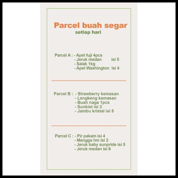 

Paket Parcel Buah Segar / Paket Cantik / Buah Segar / Parcel