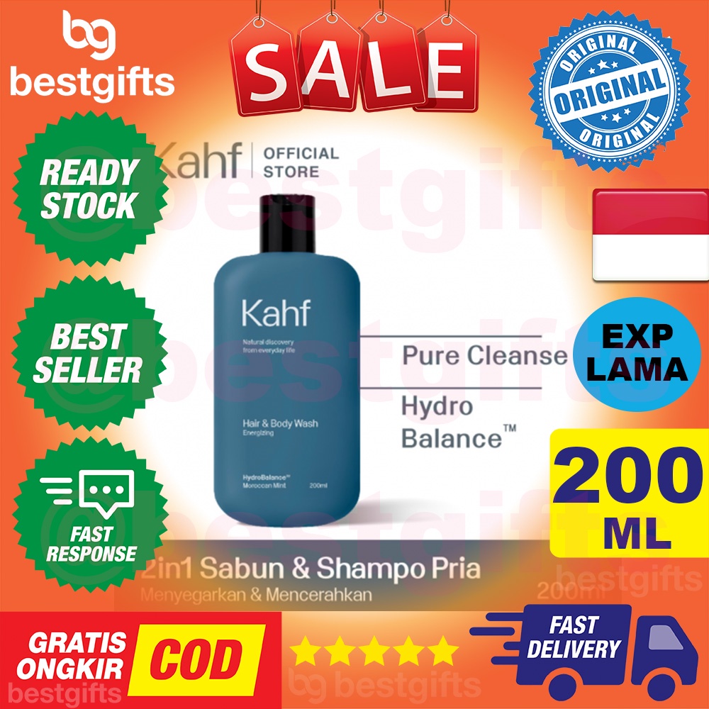 KAHF ENERGIZING HAIR BODY WASH SABUN MANDI SHAMPOO SHAMPO SAMPO PRIA KULIT LAKI LEMBAB HALUS 200 ML