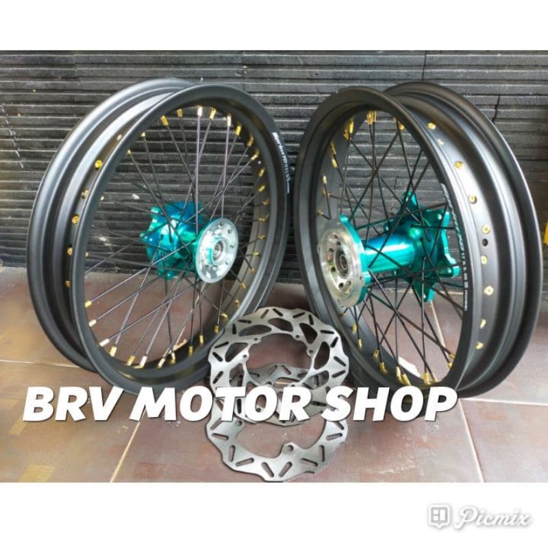 Sepaket Velg Crf 150 L - Velg SuperMoto Honda Crf 150 Ukuran 300-350-17 Tromol Ori Crf