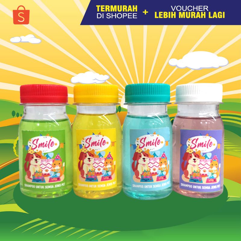 SMILE 60 - Shampoo Kucing Anjing Monyet Landak Mini Kelinci ANTI KUTU &amp; JAMUR SCABIES MURAH 60 ML