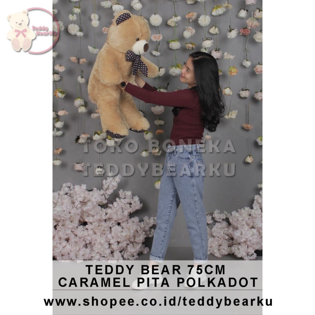 TEDDY BEAR 80CM JUMBO MINIATUR KHAS BANDUNG KARAMEL [TB75CA]