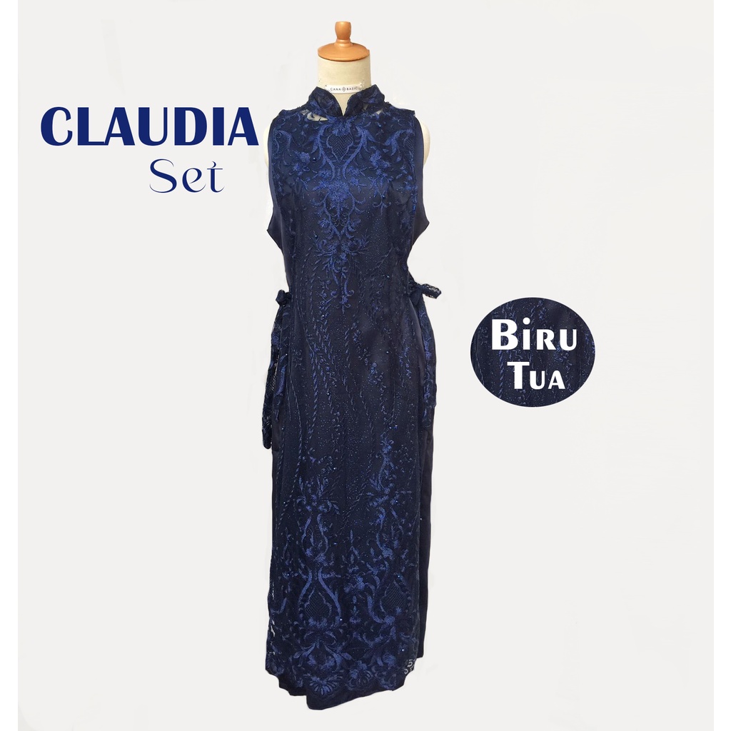 Claudia Set Baju Pesta Dress Brukat