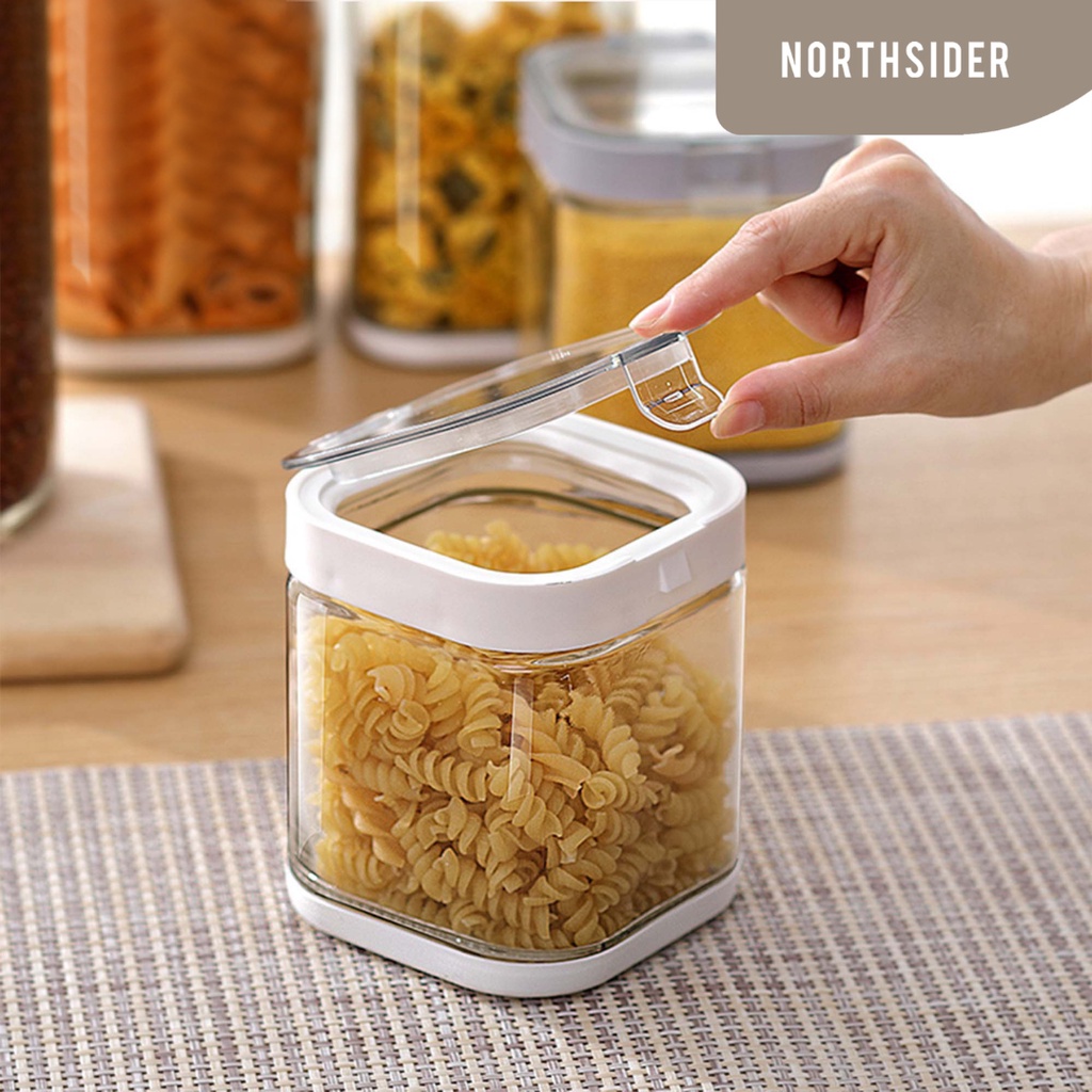 TOPLES KACA TEBAL KOPI MAKANAN KEDAP UDARA BENING SNACK CANISTER JAR