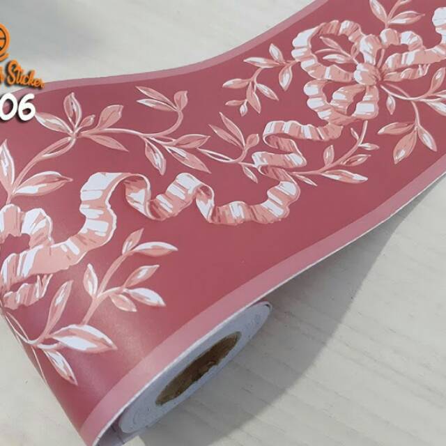 

Distributor Grosir murah sticker Border/list pembatas warna merah motip daun merambat