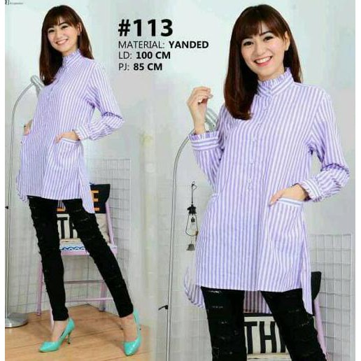 Terlaris Topp Tunik Salur Thierteen - Merah