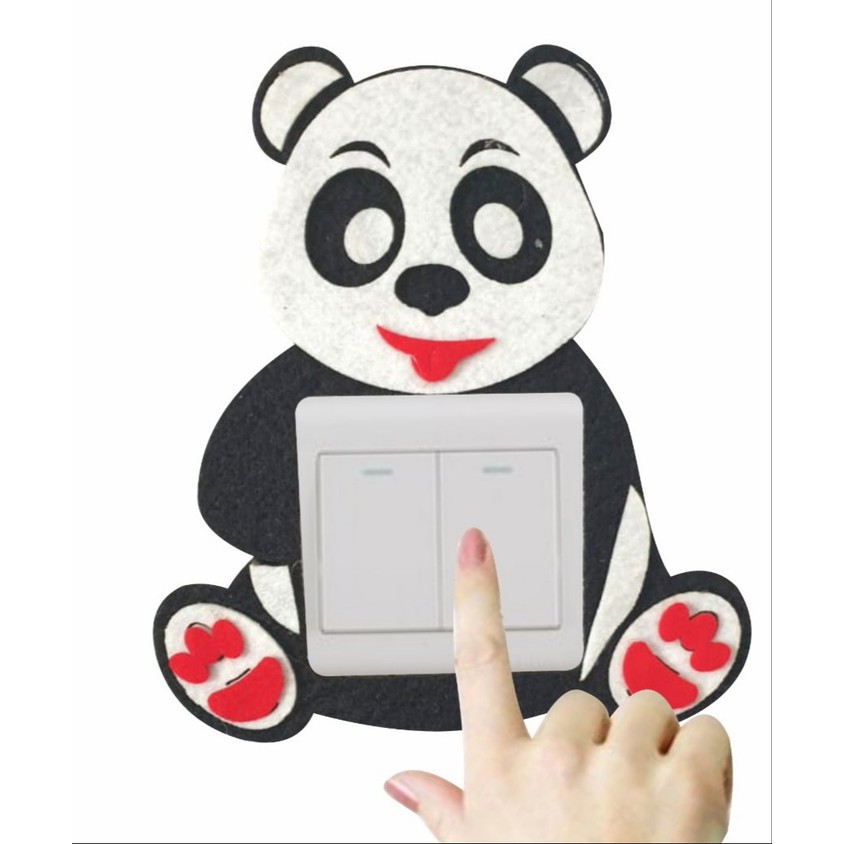 Queen_Fashions Frame Saklar Lampu Wall Stiker panda 1117