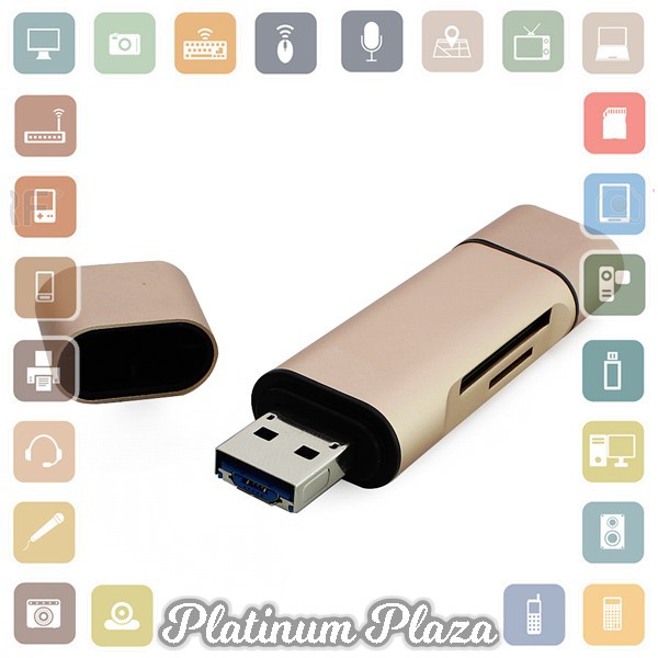 OTG 3 in 1 Smart Card Reader USB 3.0 Type C Combo - Golden`6G4SN5-