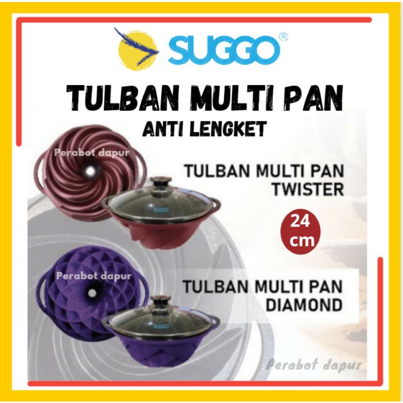 Loyang bolu tulban Multipan Suggo 24 Cm Twister Diamond Multipan Glass Lid