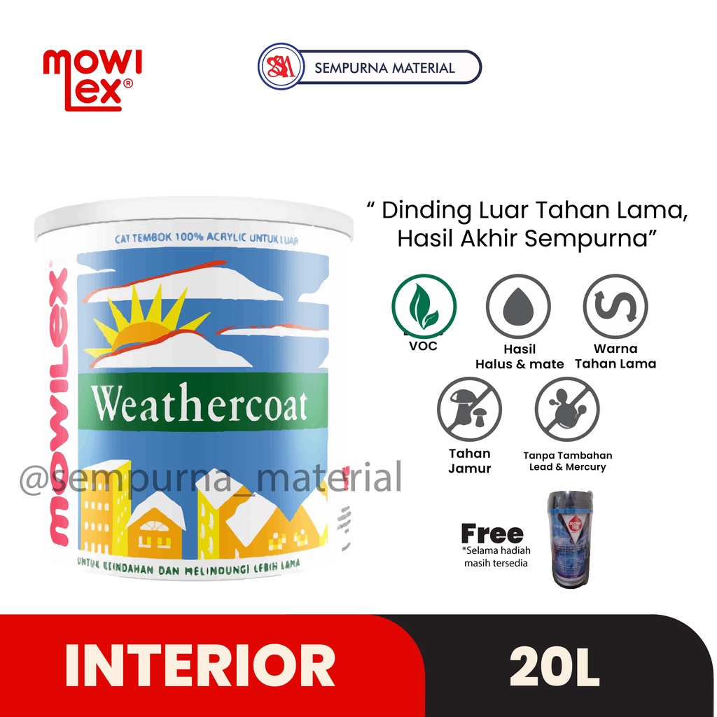 Cat Mowilex Exterior Weathercoat 20Liter - Putih