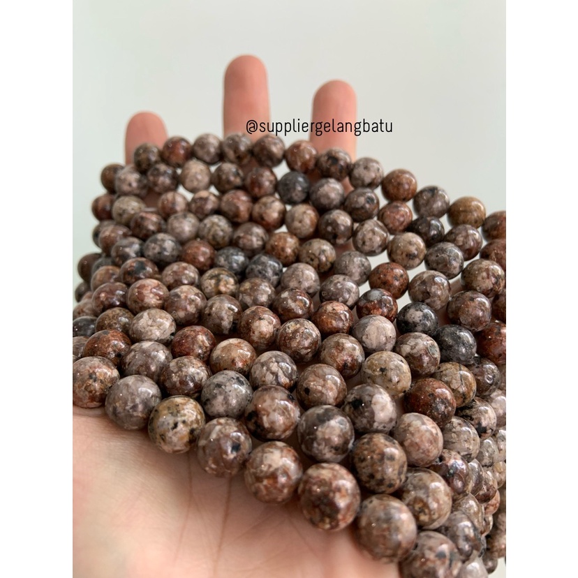 semi stone 10mm MOOKAITE cokelat akik bahan rangkai aksesoris lucu bahan kalung gelang kerajinan tangan craft manik