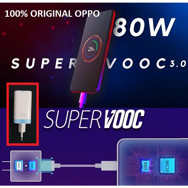 OPPO Adaptor Charger 80W SuperVOOC 3.0 K10 Pro Find X5 Pro Original