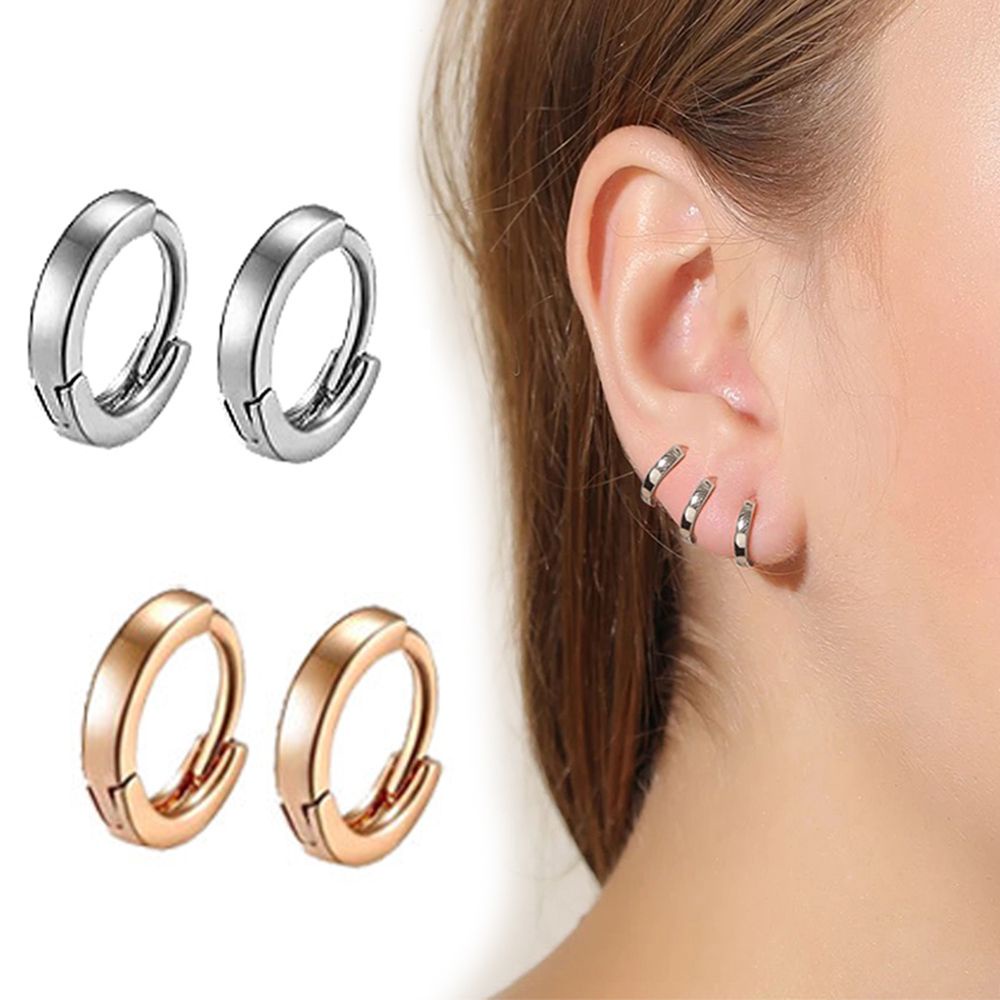 Needway  Fashion Hoop Earrings Gold color Ear Clip Earrings Women Circle Gift Mini Men Girls Small Hoop/Multicolor