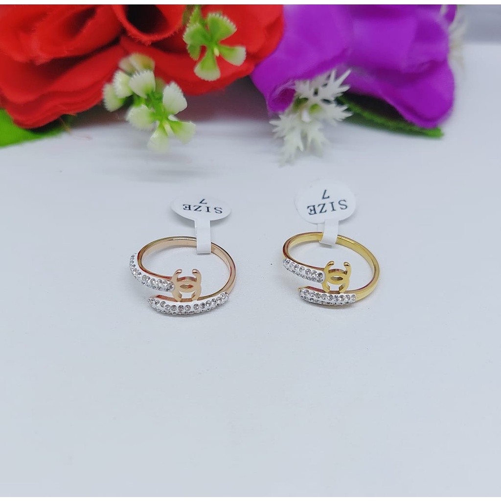 Titanium cincin fashion permata T0041 0042 0043