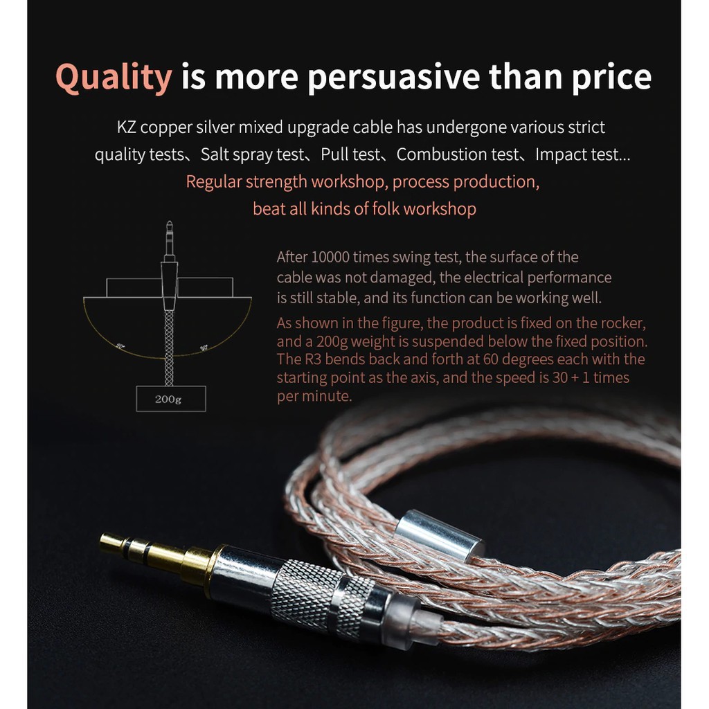 Kabel Upgrade KZ Cable Copper Silver Blending Upgrade Cable - Pin A / B / MMCX