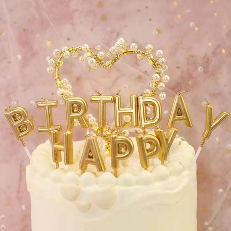 𝐓𝐞𝐫𝐦𝐮𝐫𝐚𝐡 Lilin Ulang Tahun Huruf Kapital / Happy Birthday Candle chrome