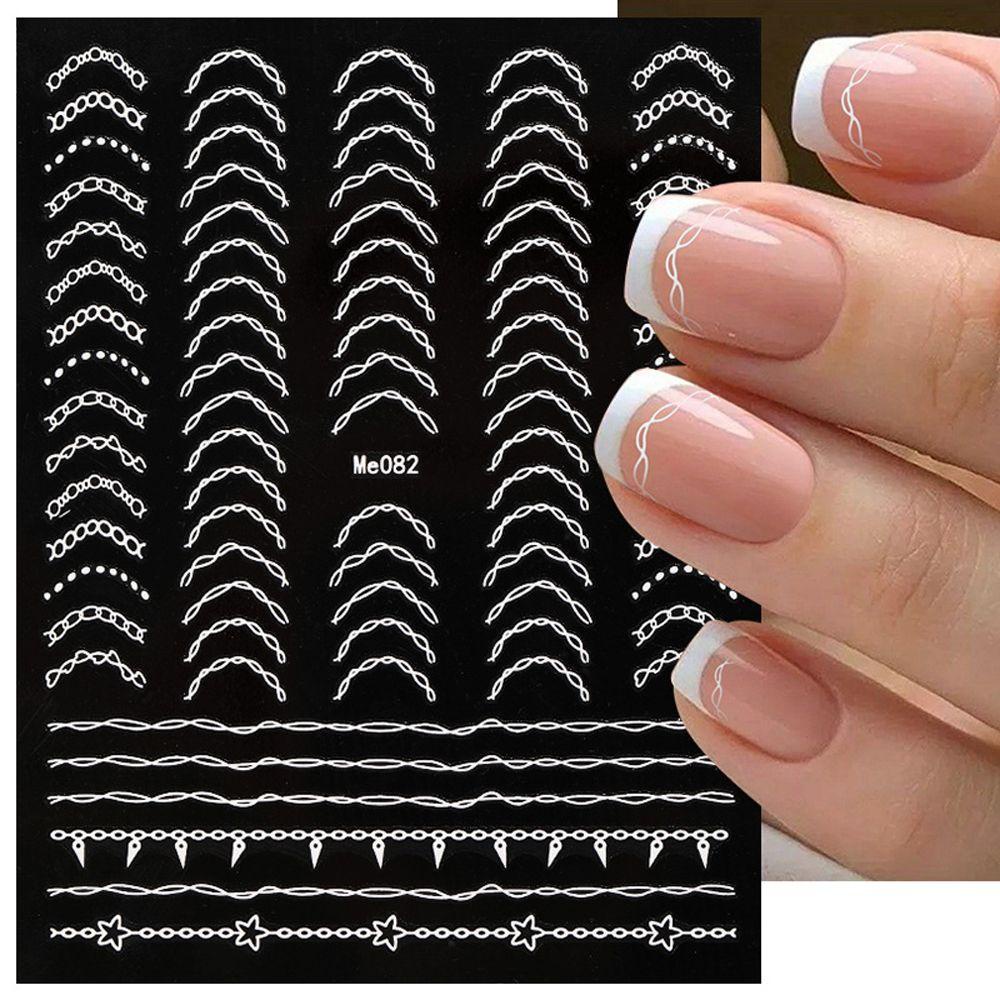 Mxbeauty 3D Stiker Kuku Emas Perak Laser Gaya Perancis Nail Art Dekorasi Manicure Aksesoris Geometris Striping Tape