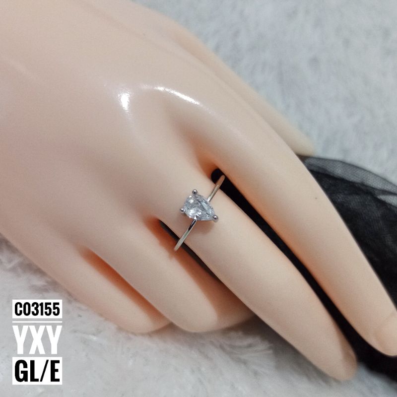 Cincin Yaxiya Tipis Mata Oval Simple C03155