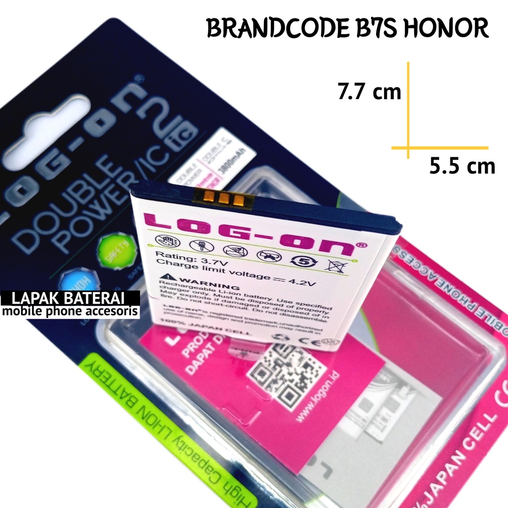 LOG - ON Baterai Brandcode B7S Honor Double IC Protection Battery Batre