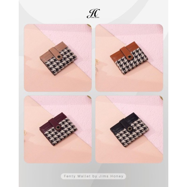 DOMPET LIPAT WANITA DOMPET KECIL IMUT LUCU MOTIF HOUNDSTOOOTH PATTERN JIMS HONEY JH FENTY FENTI WALLET KADO ULTAH ANNIVERSARY PACAR ISTRI CEWEK PEREMPUAN ANAK UNIK ELEGANT CANTIK MURAH FEMINIM