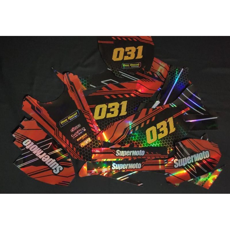 Dekal sticker Decal motor KLX BF .DTRACKER .GORDON CROME PELANGI MATERIAL HIGHGRIP