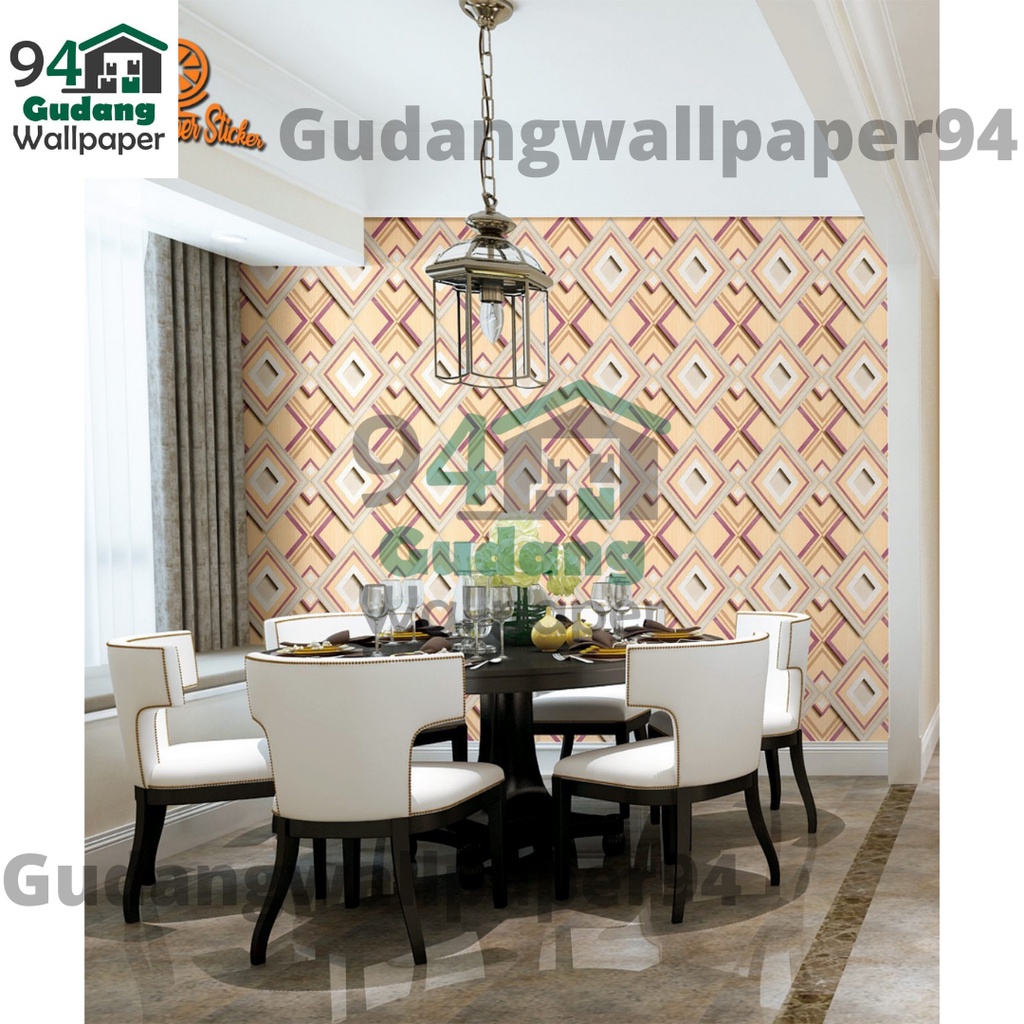 (COD) Wallpaper Stiker Dinding / Walpaper dinding Kamar Tidur Wallpaper Motif Simetris Elegan Bahan PVC Premium (SUDAH ADA LEM)