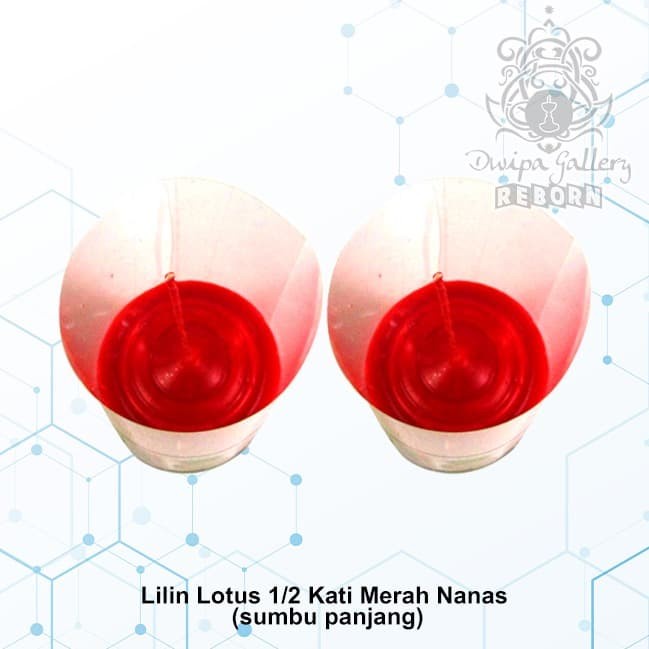 Lilin Puja Sembahyang Lotus 1/2 Kati Merah Nanas (sumbu panjang)