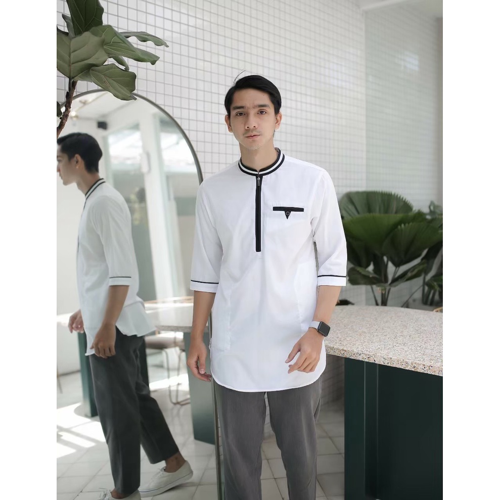 Baju Koko Kurta Dewasa Lengan 3/4 Sleting Material Toyobo Adem Serap / Baju Muslim Pria Dewasa Lengan Pendek / Baju Koko Pria Dewasa / Baju Koko Dewasa / Koko Dewasa / Baju Koko Pria Anak Dewasa Lengan Pendek Kurta Premium Dewasa Terbaru