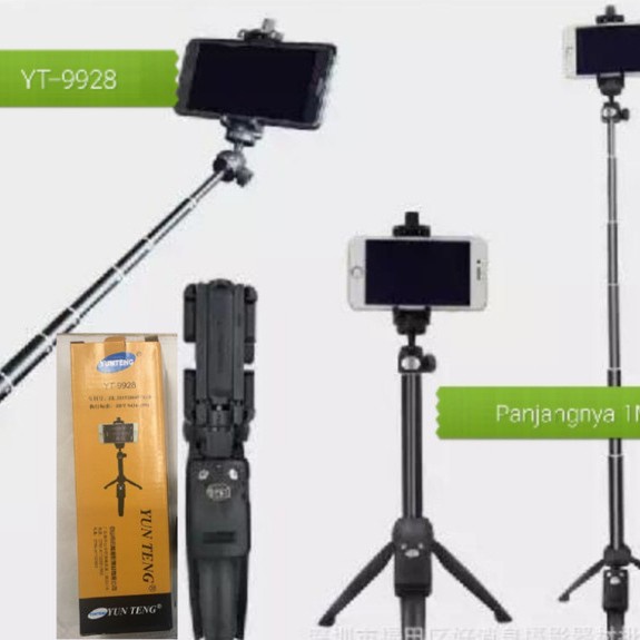 Tripod Tongsis Bluetooth Monopod YunTeng YT-9928 Original - Hitam(M0T0) Tripod Mini Tripod Stabilize