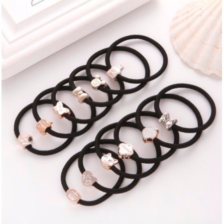 BAJ Ikat Rambut Wanita Simple Bahan Karet Gelang Polos Korea Eksklusif Hitam Aksesoris Rambut - IR012