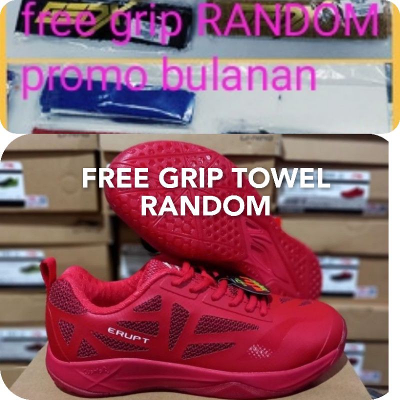 free grib towel random TERBARU SEPATU BADMINTON LINING AYTQ087-1 ERUPT RED/WHITE