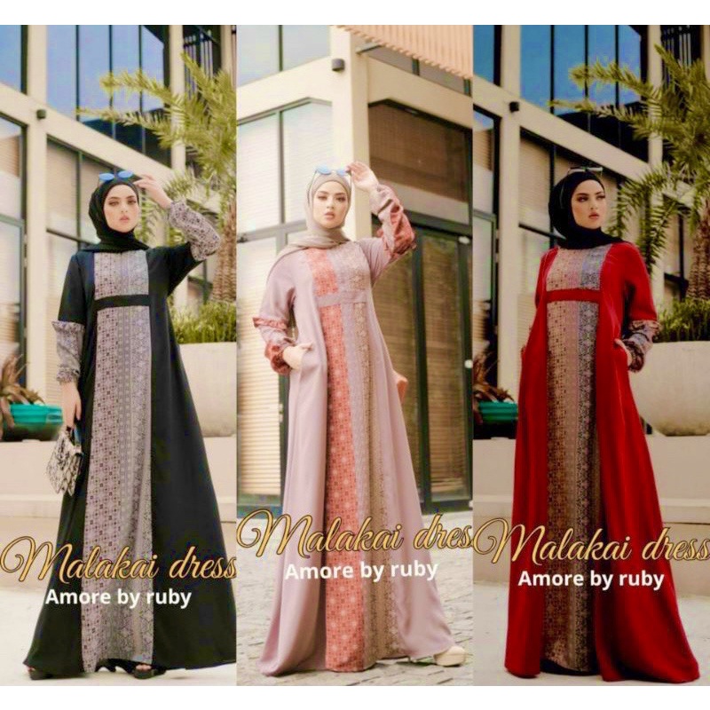 GAMIS MALAKAI MOTIF CANTIK GAMIS LEBARAN AMORE BY RUBY ORI