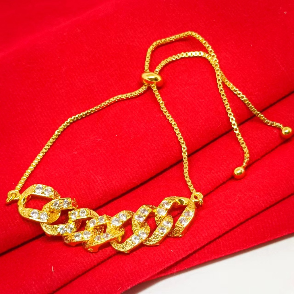 Gelang Tangan Serut Wanita Dewasa Xuping Perhiasan Populer Fashion Bracelet Terbuat Dari Koin Asli Berlapis Emas 24k Gold Bangle Bracelet