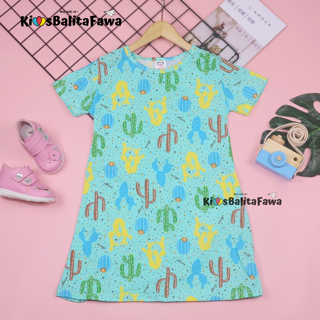 Dress Amirah uk 3-5 Tahun / Lengan Baju Tidur Balita Anak Perempuan Adem Kaos Lucu Dres Harian Murah