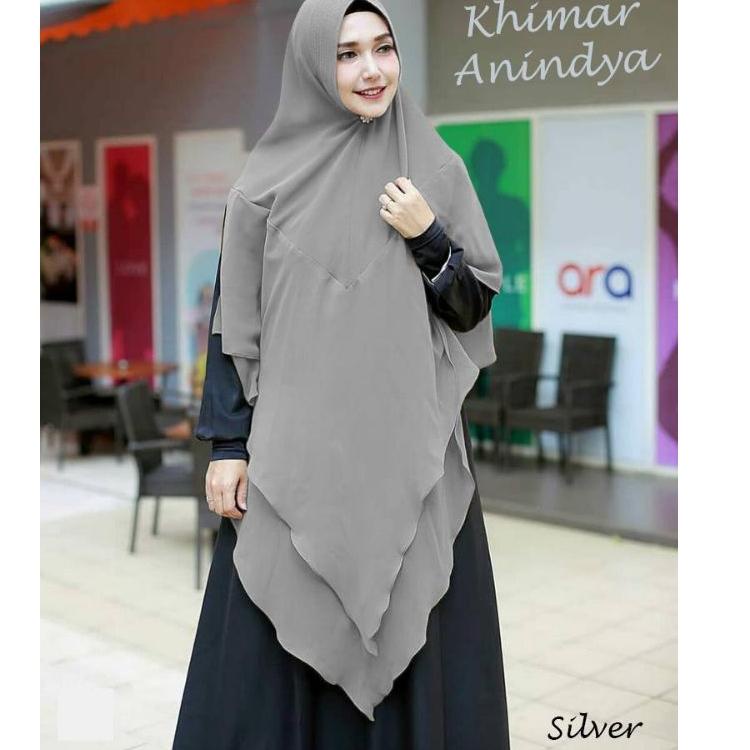 ℗ Jilbab Hijab Kerudung Bergo Khimar Instan Syari 2 Layer Anindya Ceruty Babydoll Jumbo Panjang Mura