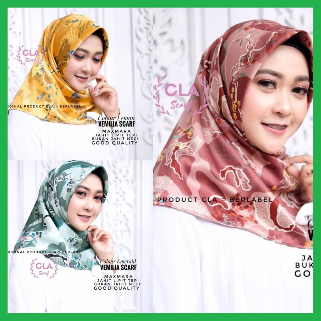 Vemilia Square Hijab Segi Empat Satin Max Monalisa Ukuran 115 Motif Bunga Blooming Rose Vemillia