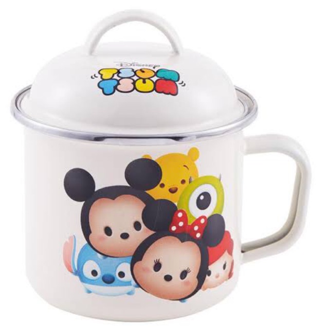 Mug enamel Tsum Tsum/Mug tutup enamel besar motif tsumtsum/mug tutup besar