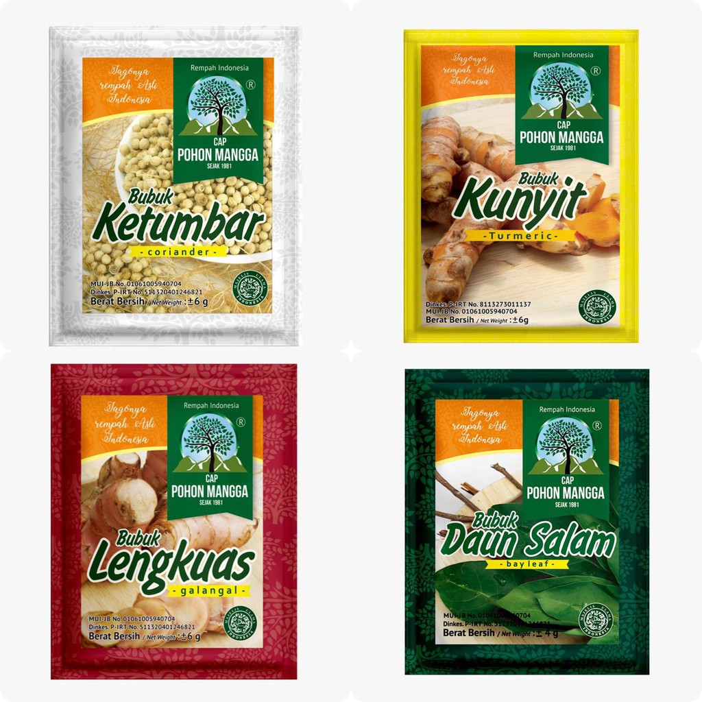 BUBUK KETUMBAR, KUNYIT, LENGKUAS, DAUN SALAM - CAP POHON MANGGA BUMBU DAPUR SEASONING