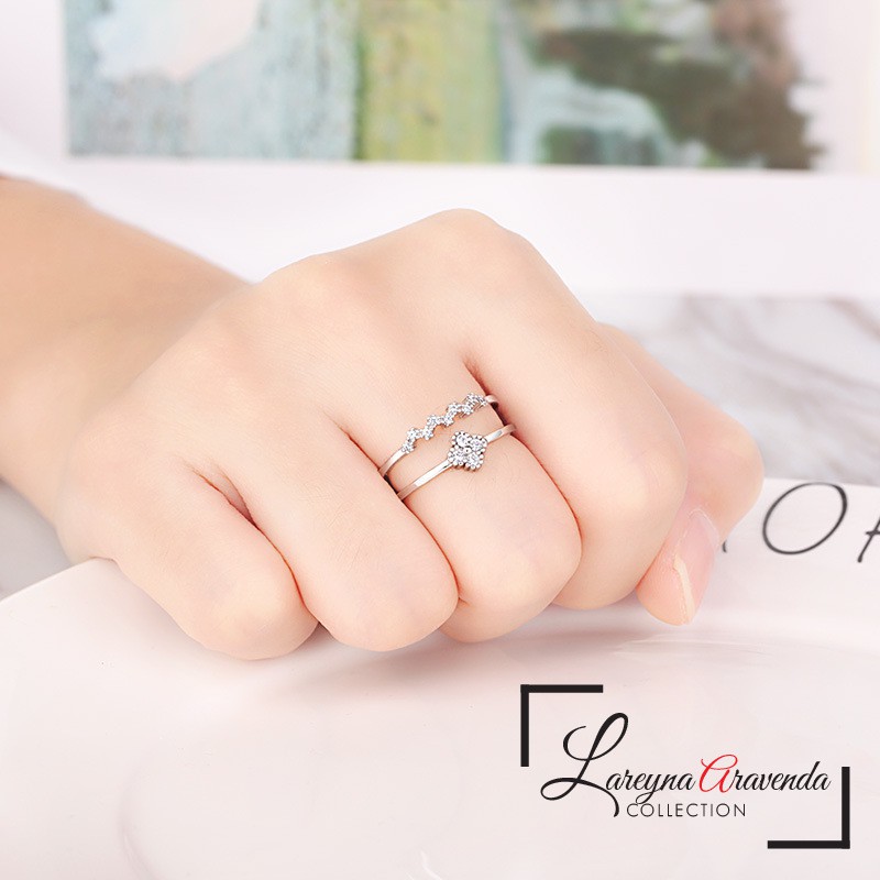 Cincin Silver S925 Wanita Model Kristal Mahkota Bunga CC024