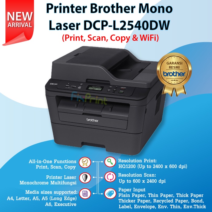 Printer Brother Docuprint DCP-L2540DW Duplex Wireless Garansi Resmi With Toner TN2356 TN-2356