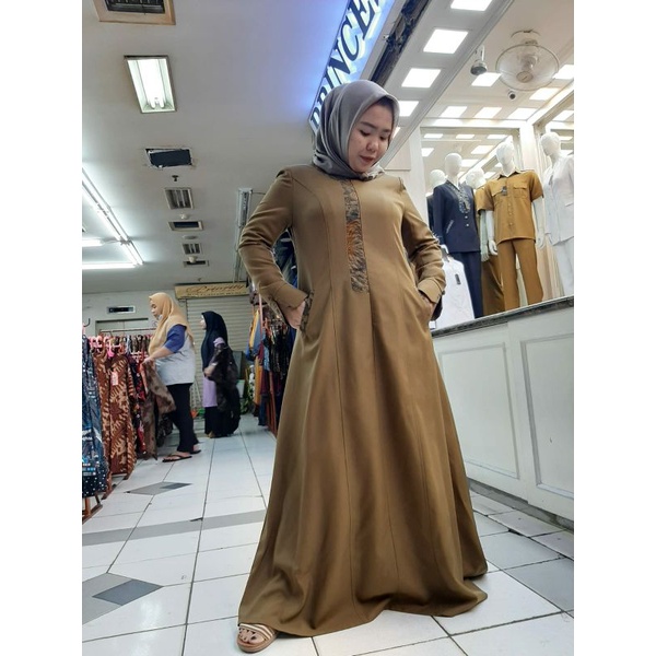 GAMIS KHEKI TUA LIS BATIK/GAMIS PRINCESSFA/GAMIS PEMDA TUA