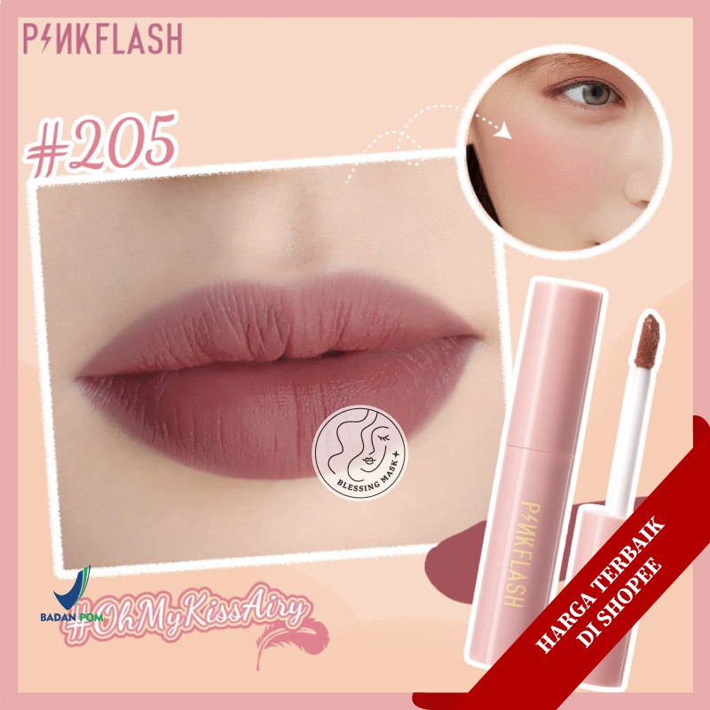 [BPOM] PINKFLASH Matte Liquid Lipstick Lasting Waterproof Lip Tint Shimmer Lip Gloss Velvet Matte-#205 Lip Tint
