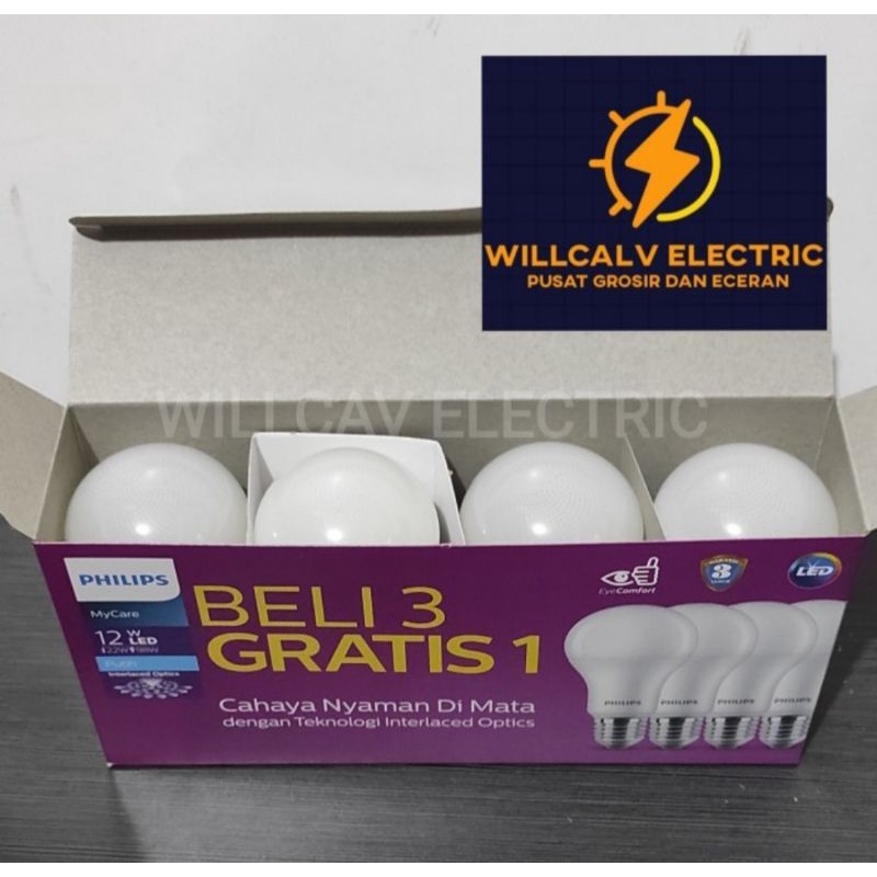 LAMPU LED PHILIPS  PAKET 12W 12WATT MYCARE MULTIPACK ISI 4 - PROMO LAMPU LED PHILIPS  ISI 4 12W 12WA