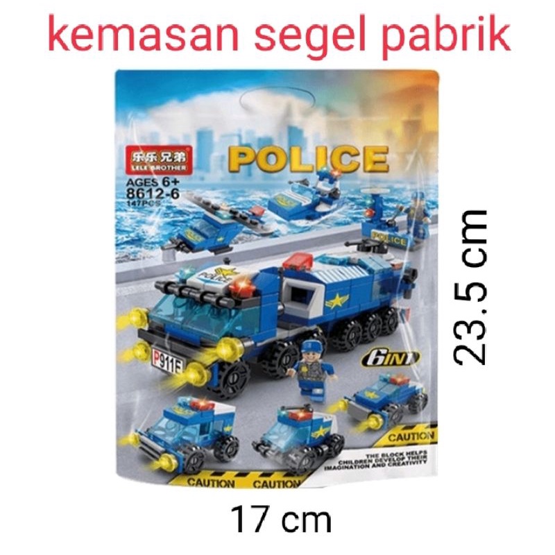 mainan edukasi balok Lego 6 in 1 kendaraan militer bongkar pasang