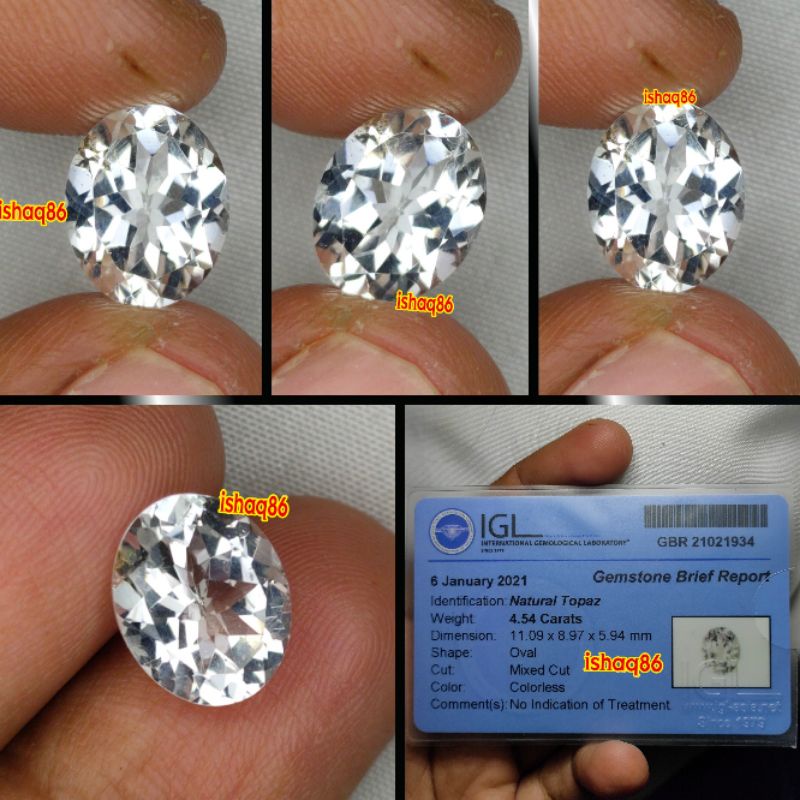 TOP CRYSTAL NATURAL COLORLESS TOPAZ TOPAS WHITE MEMO IGL LAB JAKARTA