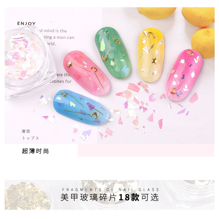 【 COD 】Nail foil korean BROKEN glass gold silver hiasan nailart japan nails foil transfer foil glass kutek gel