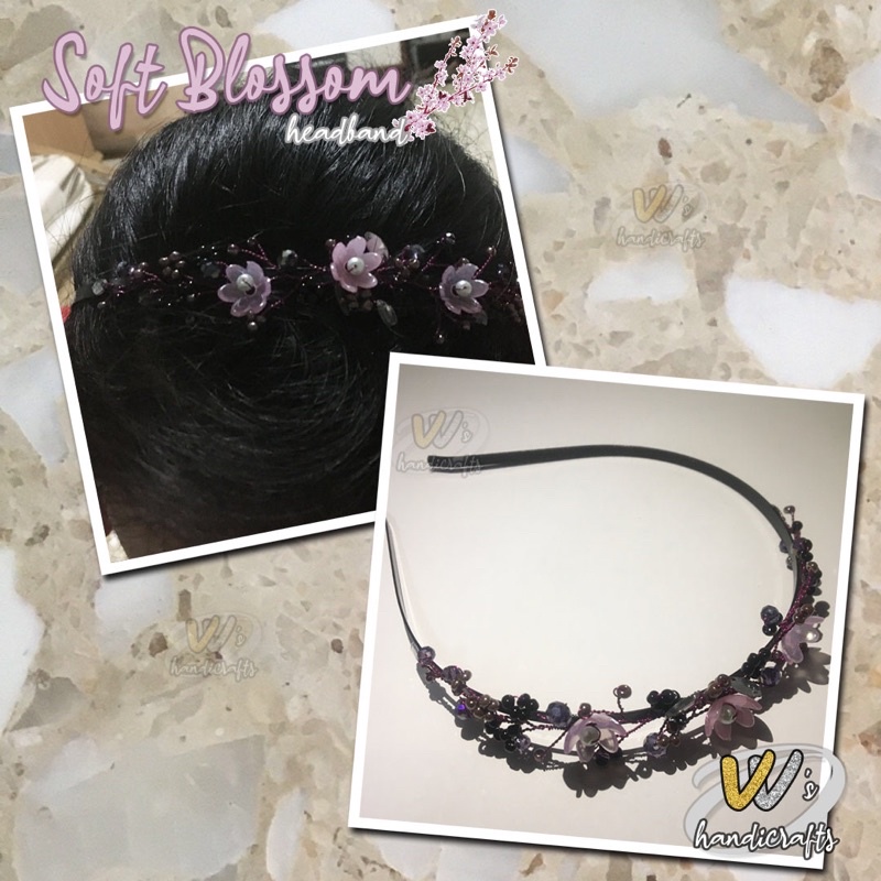 Bando Soft Blossom Headband Mute Manik Beads Elegan Fashion Perhiasan Aksesoris Accessories by VV’s 