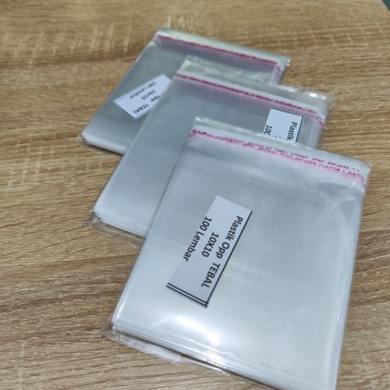 

Plastik Opp TEBAL 10x10 Lem Kuat Kemasan Snack Kue Roti